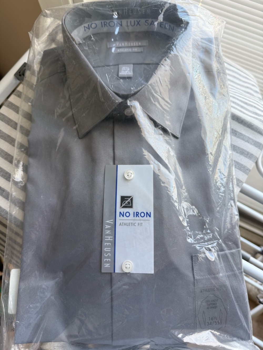 Van Heusen Gray No Iron Athletic Fit Dress Shirt